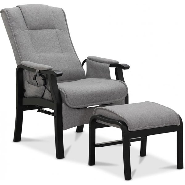 Astrid Seniorensessel mit Fuhocker und elektrischem Lift - Grau