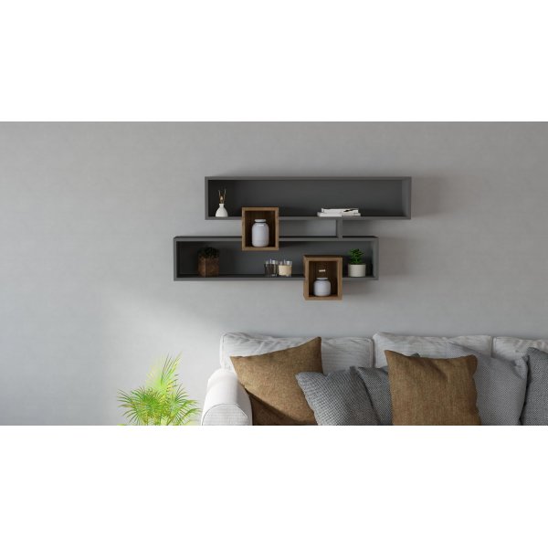 Wandregal Karen - Nussbaum/anthrazit