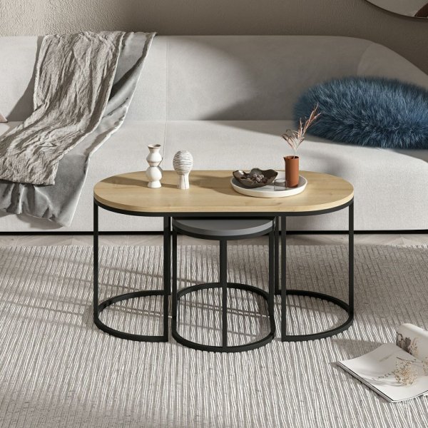 Dena Tisch 35/90 x 30/45 cm - Eiche/Anthrazit