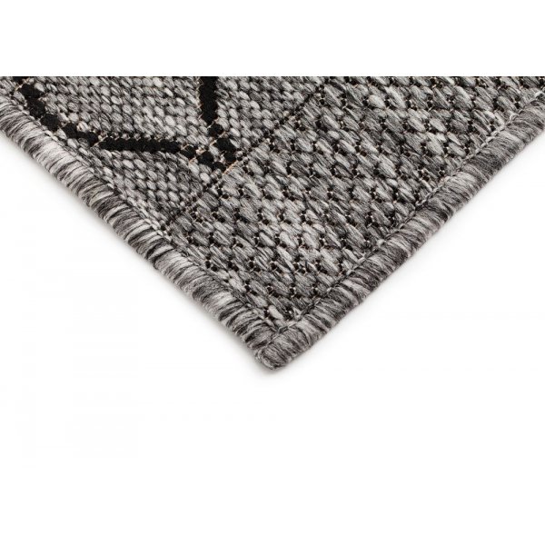 Flachgewebter Teppich Casey - Grau/Schwarz