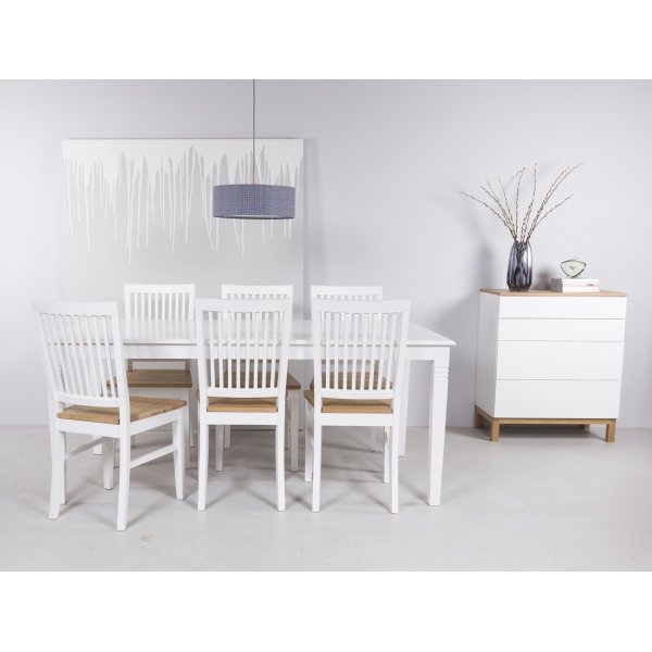 Mellby Esszimmergruppe 180 cm Tisch weiß + 6 Dalarö Esszimmerstühle Mellby Esszimmergruppe 180 cm Tisch weiß + 6 Dalarö Esszimmerstühle