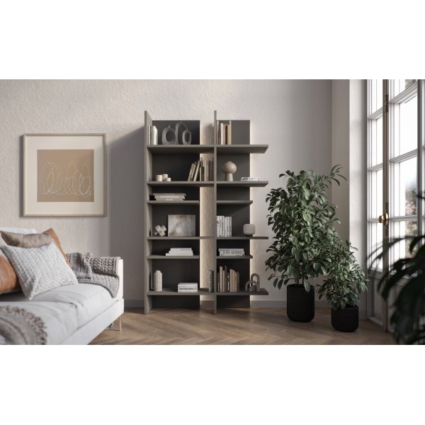 Tiefes Regal mit LED-Beleuchtung links - Grau Tiefes Regal mit LED-Beleuchtung links - Grau