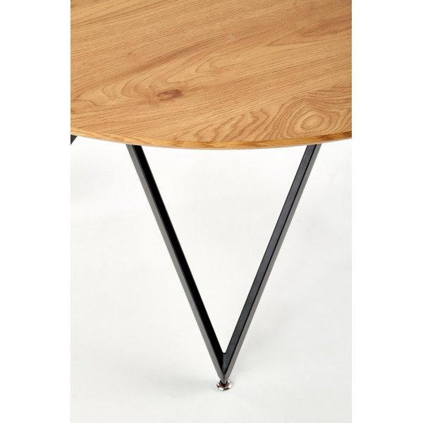 Metallischer runder Esstisch 120 cm - Eiche/Schwarz