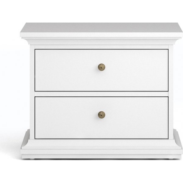 Pariser Nachttisch mit 2 Schubladen - Weiß Pariser Nachttisch mit 2 Schubladen - Weiß