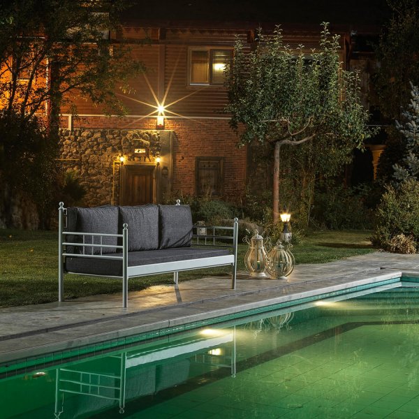 Manyas 3-Sitzer Outdoor-Sofa - Wei/Anthrazit + Textilreinigung fr Mbel