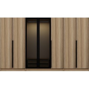 Cikani Kleiderschrank mit Spiegeltr, 315 x 52 x 210 cm - Eiche