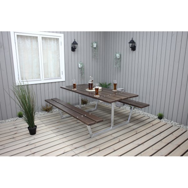 Rustikales Bankset ohne Rckenlehne - Braun