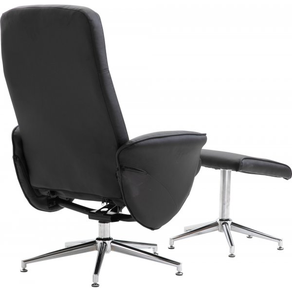 Julius Relaxsessel mit Fuschemel - Schwarzes PU