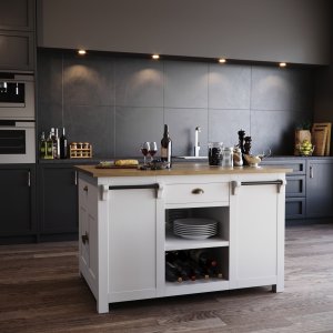 Kücheninsel Heritage - Weiß / Holz