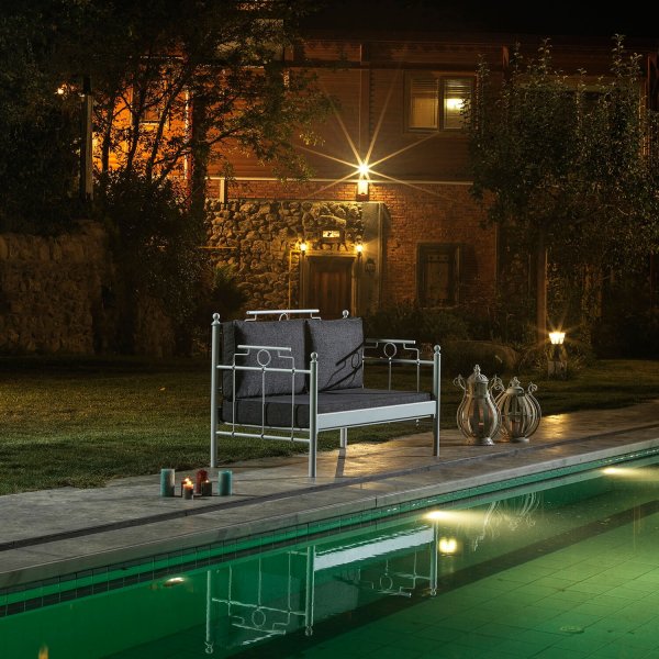 Hampus 2-Sitzer Outdoor-Sofa - Wei/Anthrazit + Textilreinigung fr Mbel