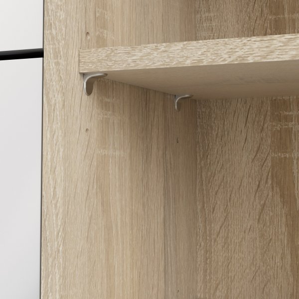 Schuhschrank mit Tür und 3 Fächern - Eiche/Weiß Schuhschrank mit Tür und 3 Fächern - Eiche/Weiß