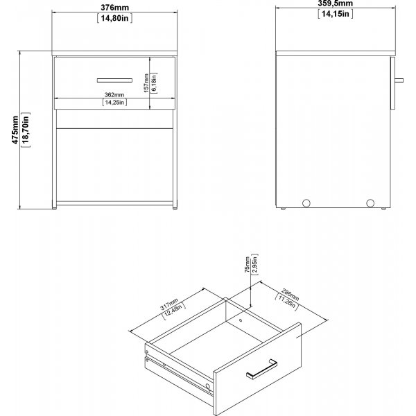 Space Nachttisch - Eiche Space Nachttisch - Eiche