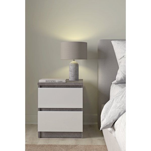 Naia Nachttisch 2 - Beton/wei