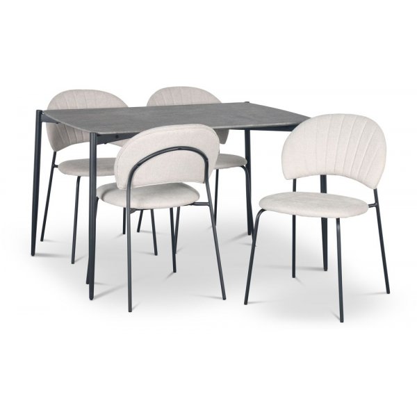 Lokrume Essgruppe 120 cm Tisch in Betonimitation + 4 Sthle Hogrn beige