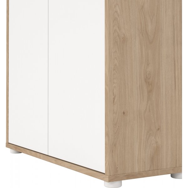 Sign hohes B�cherregal mit 2 T�ren - Wei�/Hickory