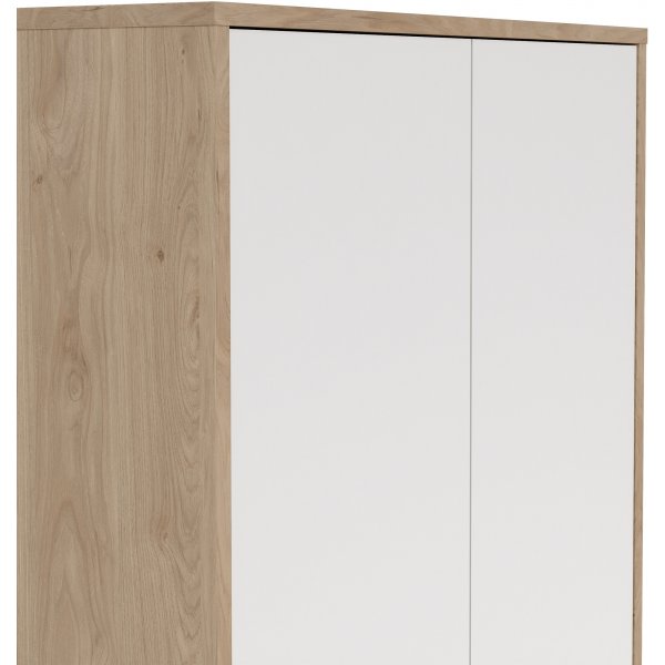 Sign hohes B�cherregal mit 4 T�ren - Wei�/Hickory