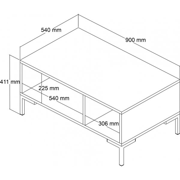 Aurora Couchtisch 90 x 41,6 cm - Nussbaum/Anthrazit