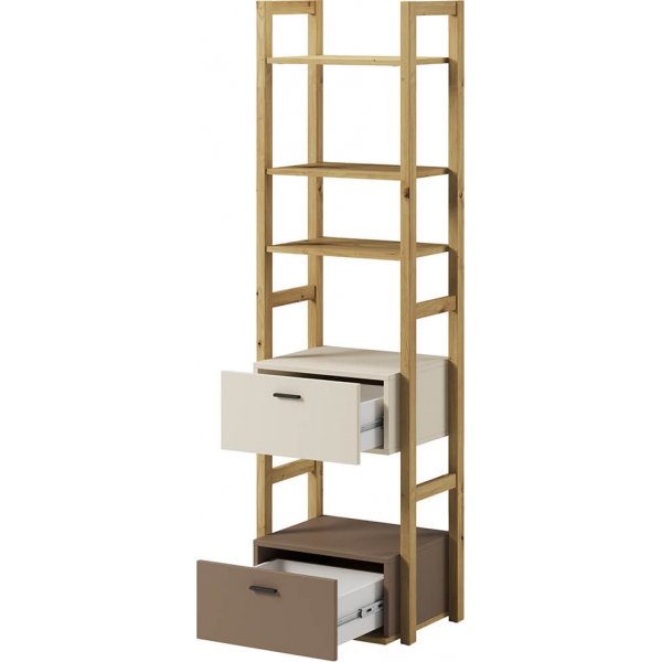Lenny schmales Bücherregal - Artisan-Eiche/Beige/Trüffel Lenny schmales Bücherregal - Artisan-Eiche/Beige/Trüffel
