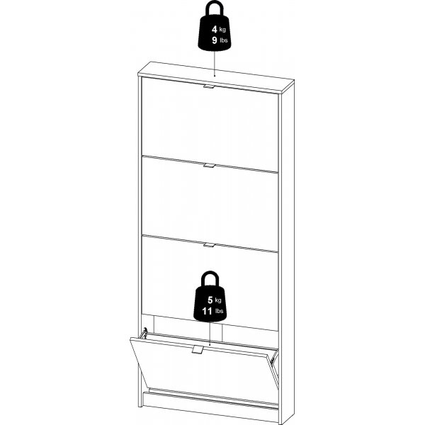 Schuhschrank mit 4 Fchern - Schwarz