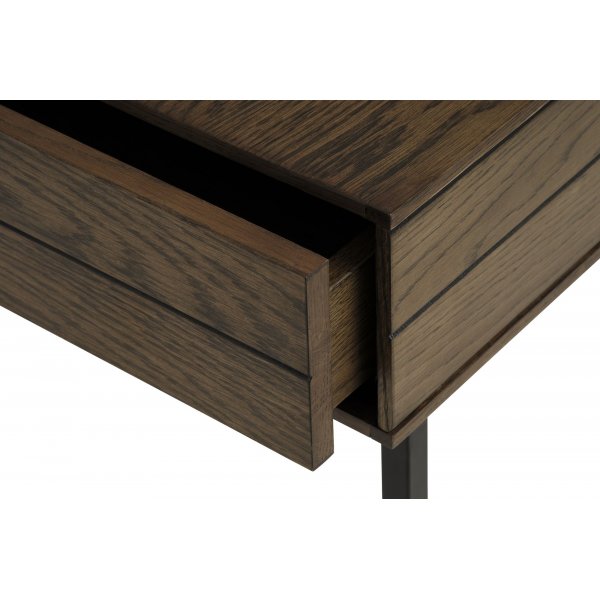 Inez Couchtisch aus braun gelter Eiche mit Aufbewahrungsbox - 120 x 62 cm