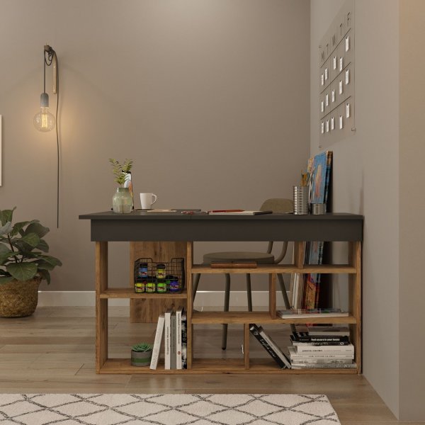 Tywin Eckschreibtisch 129x120 cm - Kiefer/schwarz Tywin Eckschreibtisch 129x120 cm - Kiefer/schwarz