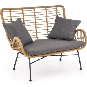 Minos 2-Sitzer-Sofa - Rattan + Mbelpflegeset fr Textilien