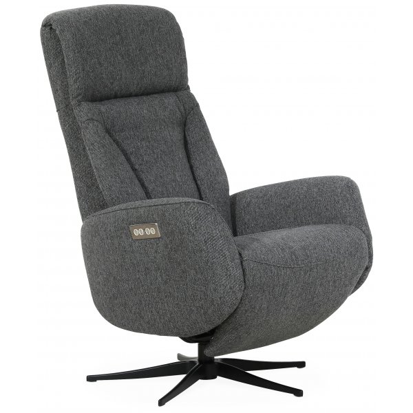 Comfort Luxus Reclinersessel (2 elektrische Motoren) eingebaute Fusttze - Hellgrauer Stoff