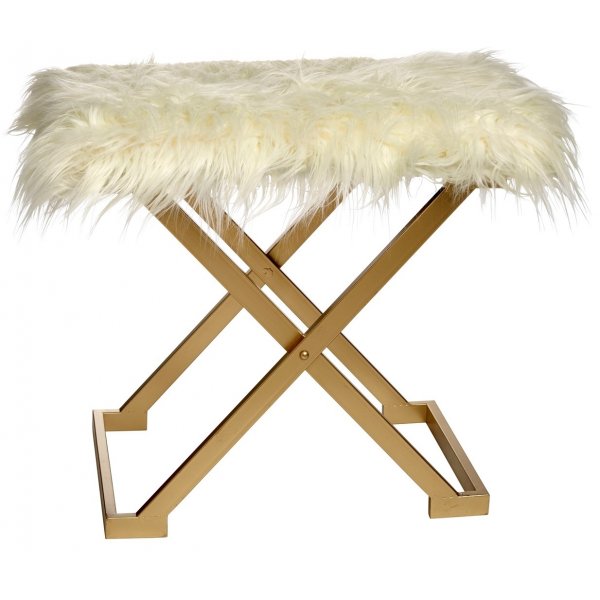 Sitzhocker New York 60 cm - gold / wei