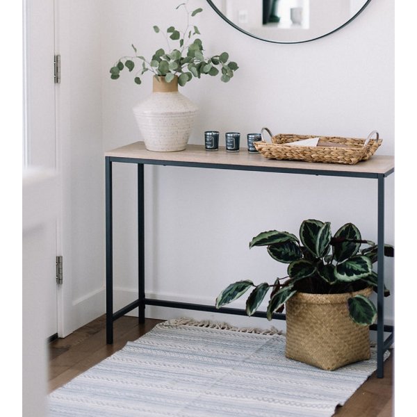 Konsolentisch aus Segeltuch 100 x 30 cm - Kiefer/Schwarz