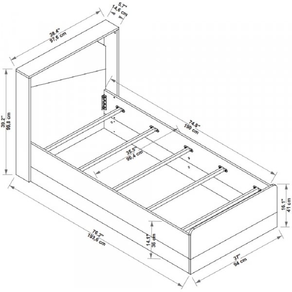 Sneker Einzelbett 190 x 90 cm - Kiefer/Beige