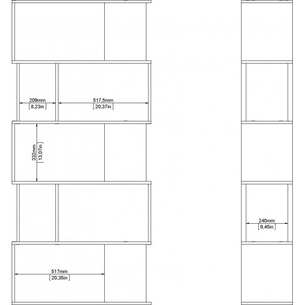 Maze Bcherregal - Eiche/schwarz