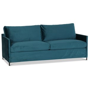 Petit 3-Sitzer-Sofa loser Bezug - Petrol (Samt)