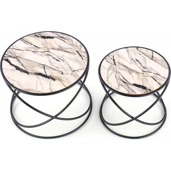 Mille Couchtisch Ø40/50 cm - Weißer Marmor/Schwarz Mille Couchtisch Ø40/50 cm - Weißer Marmor/Schwarz