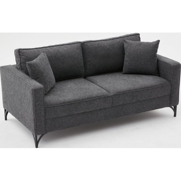 Berlin 2-Sitzer Sofa - Anthrazit/Schwarz