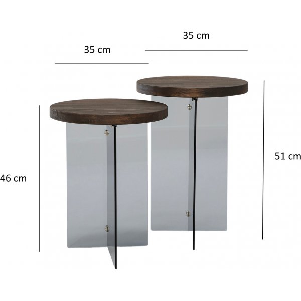 Serenity Beistelltisch-Set 35/35 cm - Walnuss/Dunkelgrau