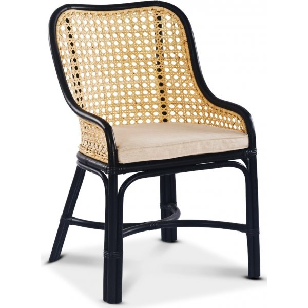 Anton Rattan-Esszimmerstuhl mit Kissen