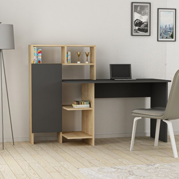 Buggy Schreibtisch 135,9x60 cm - Anthrazit/Eiche
