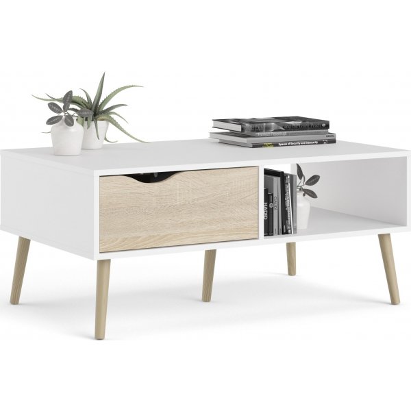 Oslo Couchtisch 99 x 39 cm - Wei/Eiche