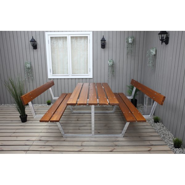 Rustikales Bankset mit Rckenlehne - Cappuccino