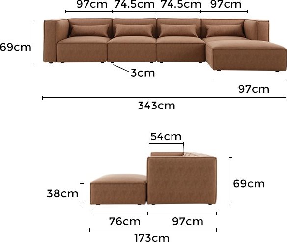 Nees Modulsofa in Cognac Combo 3