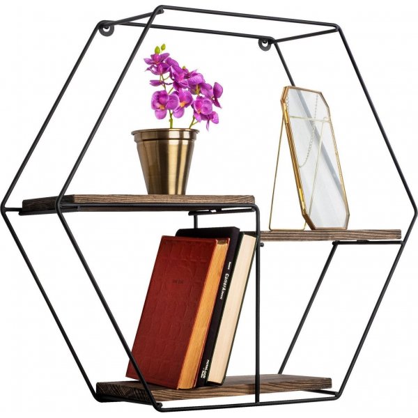 Narcissus Wandregal - Schwarz/Walnuss