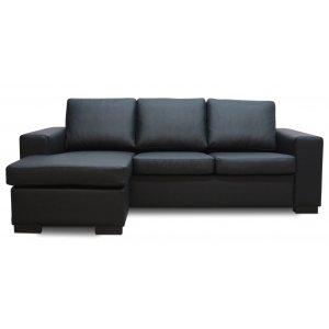 Solna Divan Sofa Links - Schwarzes Leder (gebunden) Solna Divan Sofa Links - Schwarzes Leder (gebunden)