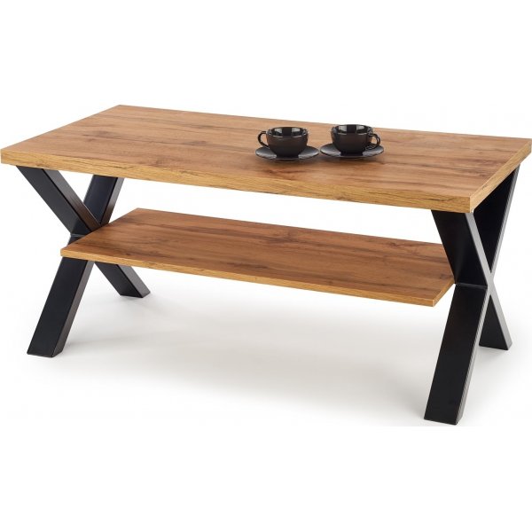 Kasady Couchtisch mit gekreuzten Beinen 120 cm - Wotan Eiche/schwarz