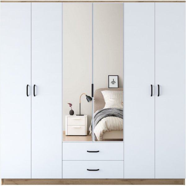 Bardo Kleiderschrank 210 x 51,5 x 210 cm - Walnuss/Wei�