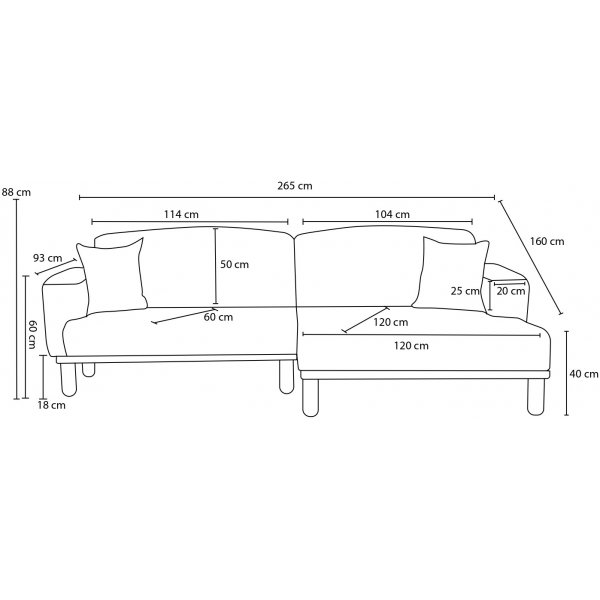 Reims Diwansofa links - Grau