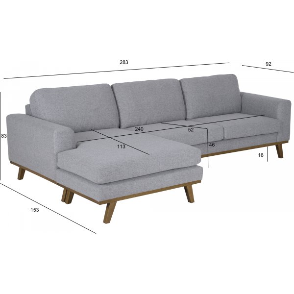 Sofa mit Wende-Diwan grau 283 cm Sofa mit Wende-Diwan grau 283 cm