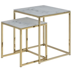 Alisma Beistelltisch 45x45 cm - Weier Marmor/Gold