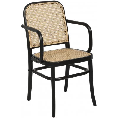 Stuhl mit Tongestell aus Bugholz - Rattan/schwarz