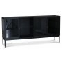 Revel Sideboard aus Blech mit 4 Tren - Schwarz / Getntes Glas