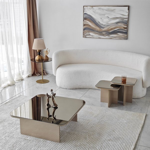 Jazz Couchtisch-Set 80/40/40 x 80/40/40 cm - Beige/Bronze